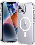 toushion 3 in 1 for iPhone 14 Case Clear with MagSafe, Yellowing-Resistant Acrylic Back, Shockproof Guard Corners, Military-Grade Protection for iPhone 14 Phone Case 6.1 inch Clear Bumper