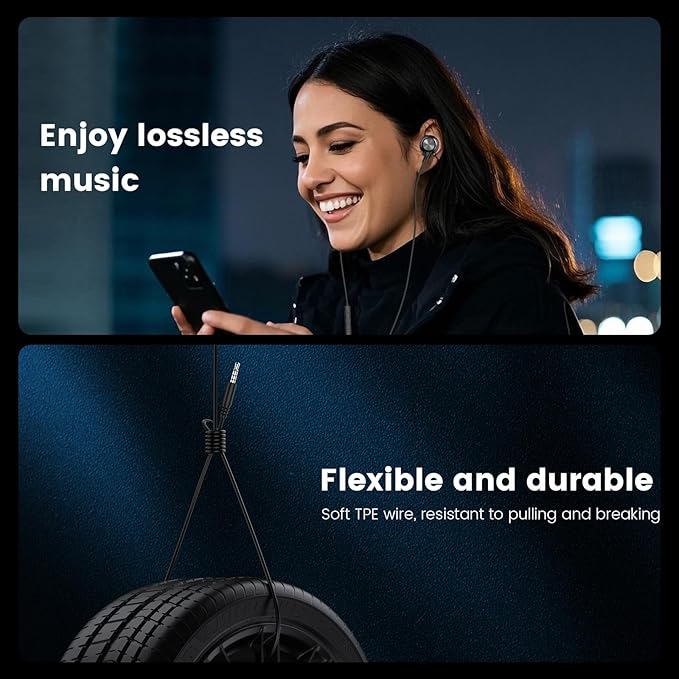 MOSWAG Wired Earbuds with Microphone, 3.5mm in-Ear Headphones with Noise Isolating Fit & Clear Sound, Comfortable Ergonomic Earpieces for Phone Calls, Music, and Online Classes
