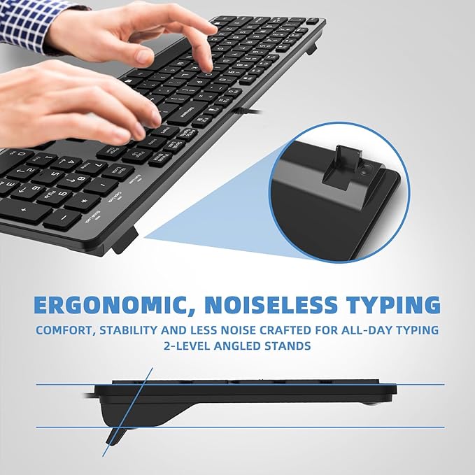 USB Wired Keyboard for Window,Comfortable Quiet Chocolate Keys, Durable Ultra-Slim Wired Computer Keyboard(QWERTY) for PC, Windows 11/10/8/7/XP/Vista KB1430