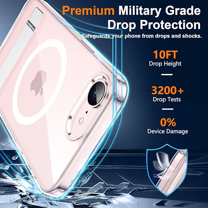 SPIDERCASE Magnetic for iPhone 17e Case for iPhone 16e Case, with [3 Stand Ways] [Military Grade Drop Protection] Invisible Stand Shockproof Slim Case for iPhone 17e/16e 6.1 inch, Clear