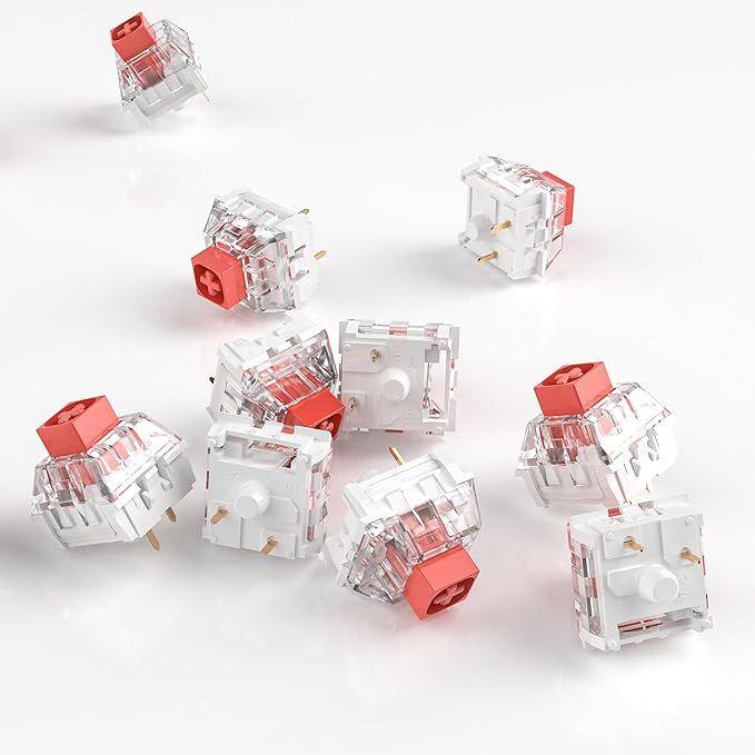 Kailh Box Red Switches for Mechanical Keyboard,3-Pin 45gf Linear/Factory Lubed/Dust&Waterproof Switches(Kailh Box Red,36Pcs)