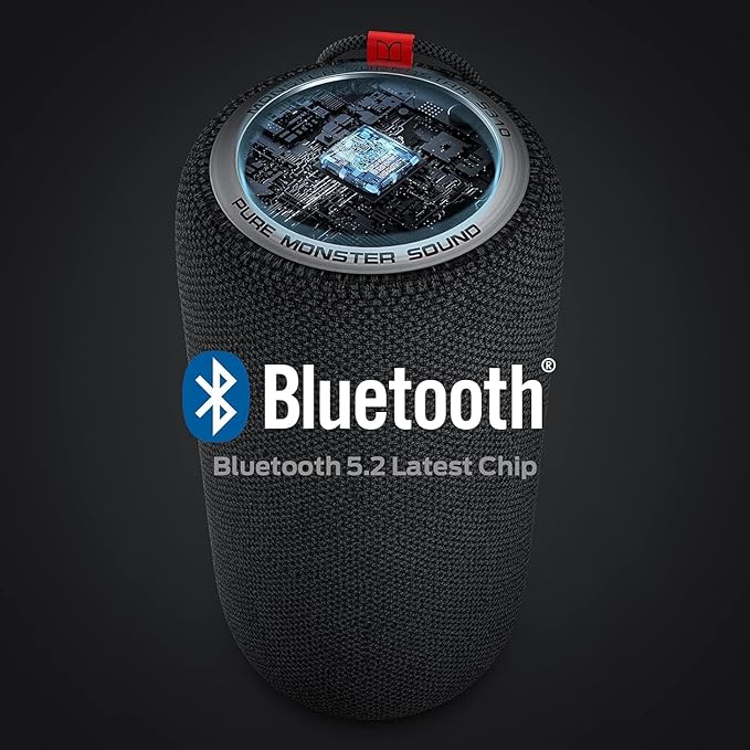 Monster S310 Upgraded Bluetooth Speaker, 30W Portable Speaker, 360° Stereo Sound with Punchy bass, TWS Pairing, IPX6 Waterproof, Bluetooth 5.2, 24H Playtime, Perfect for Home, Outdoor, Beach, Party