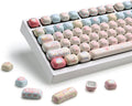 YUNZII Cute Pink Kitten Custom Keycaps, 141 Keys Dye Sub PBT MOG Profile Keycap Set for Mechanical Gaming Keyboards (Pink Kitten)