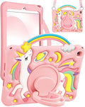 Boaretiu for iPad mini 5th/4th Generation Case 7.9 Inch 2019/2015 - Cute Cartoon Unicorn Soft 3D Silicone Case with Strap & Rotating Stand for Girls Teens Tablet Cover for iPad mini 5th/4th