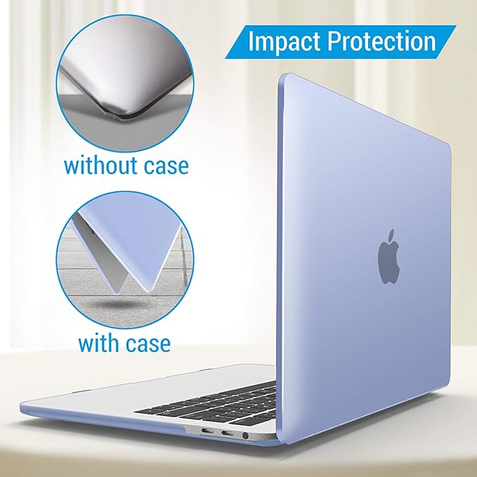 IBENZER Compatible with MacBook Pro 15 Inch Case A1990 A1707, Hard Shell Case with Keyboard Cover & Type C Adapter for Mac Pro 15 Touch Bar, Serenity Blue, T15SRLL+1TC