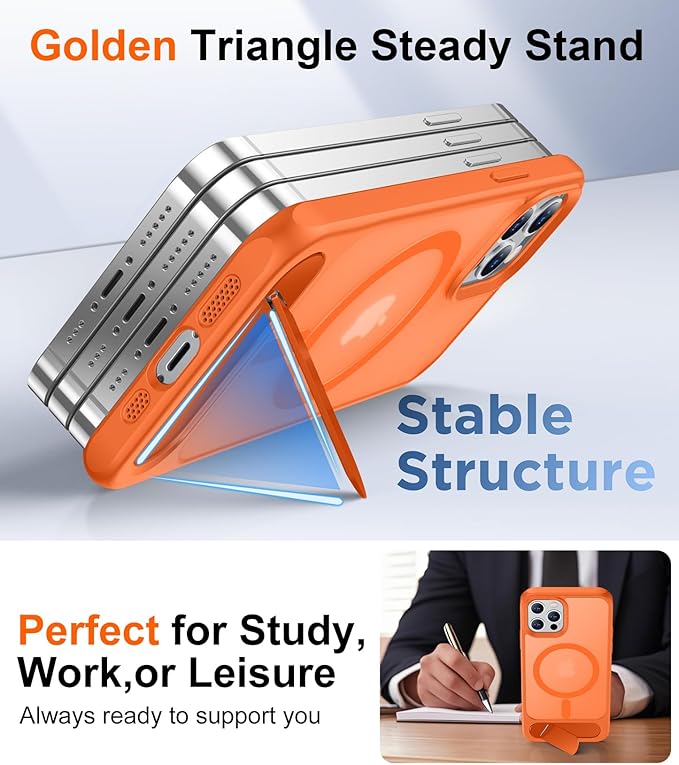 Magnetic Compatible with iPhone 12 Pro Max Case, [Built-in Invisible Kickstand][Compatible with MagSafe][Military Grade Shockproof] Slim Translucent Matte Phone Case for iPhone 12 Pro Max 6.7"