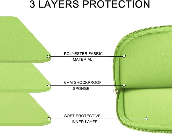 Askuko Laptop Sleeve, Shockproof Protective Computer Case, Handbags Portable Laptop Bag for 15.6 inch HP Dell Asus Lenovo Notebook Computer with Front Pocket, Light Green