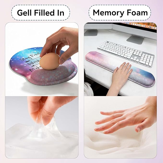 Desk Mat Set + Keyboard and Mouse Pad with Wrist Rest Support,4-in-1 Large Mousepad Computer Mats for Desktop Home & Office-with God
