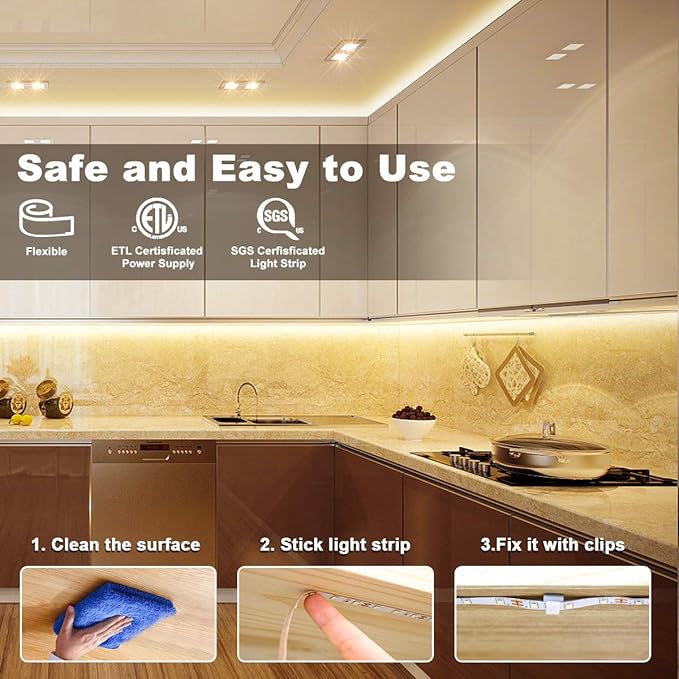 MY BEAUTY LIGHT LED Strip Lights Warm White,65.6ft Dimmable LED Light Strip with RF Remote,1200 Bright 3000K 2835 LEDs,Plug-in Adhesive Rope Lights with Timing Mode for Living Room Bedroom Kitchen