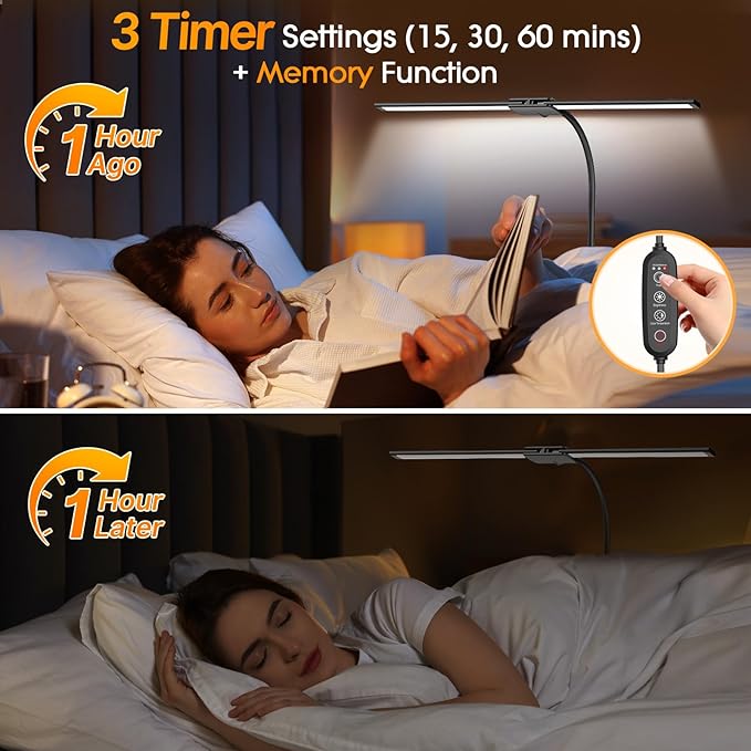 Syrinx LED Desk Lamp for Office Home, Dual Head Eye-Care Architect Table Lamp, Gesture/Wired Control, Flexible Neck, Bright Desk Light with Memory/Timer, 50 Lighting Modes for Study, Reading, Drafting