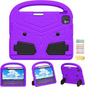 Kids Case for Apple iPad Pro 11 inch M5/M4 Tablet (2025/2024) with Pencil Holder/Handle/Kickstand Slim Lightweight Cute Soft EVA Foam Shockproof Stand Cover for Boys Girls Teens, Purple Bird
