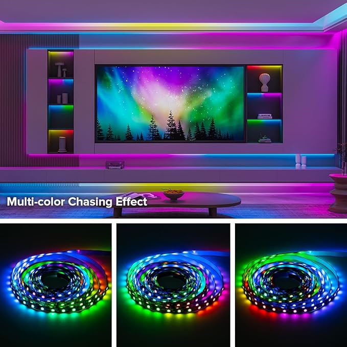 BTF-LIGHTING UL Listed WS2811 IC=RGB+IC Addressable Color RGB LED Strip,16.4FT 60LED/m 10Pixels/m,IP67 White PCB Flexible DC12V Chasing Effect for Indoor Home Decor(No Adapter or Controller)