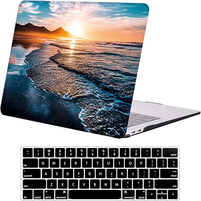 DTangLsm Compatible for MacBook Air 15 inch Case M5 2026 2025 2024 2023 A3448 M4 A3241 M3 A3114 M2 A2941, Slim Plastic Hard Shell Cover for MacBook Air 15 Laptop M5 Case & Keyboard Cover, Sunset Beach
