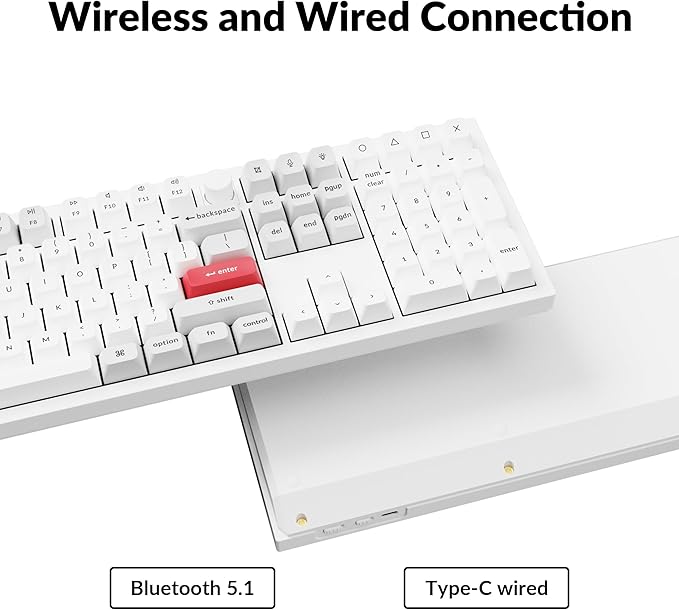 Keychron Q6 Pro Full-Size Bluetooth Custom Mechanical Keyboard, Full Metal QMK/VIA Programmable Knob KSA Double-Shot PBT Keycaps Hot-Swappable Banana Switch, Mac Windows Linux-White