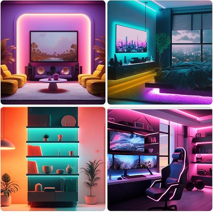 dalattin Led Lights for Bedroom 110FT (1 Roll),Led Smart Strip Lights with App Control Remote Control, RGB LED Light Strips,Music Sync Color Changing Room Decoration Party,Halloween Décor