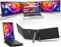 ZUMWALT Laptop Screen Extender, 14" Triple Portable Monitor for Laptop, 1080P FHD Screen Extender Monitors for 13"-16.5", Monitor Extender for MacOS/Windows/Chrome (Built-in Speakers)