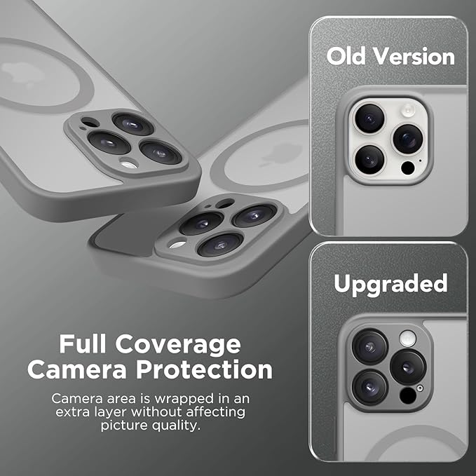 CAPRARO Magnetic Compatible with iPhone 16 Pro Max Case, Upgraded [Full Camera Protection] [Compatible with MagSafe] Protective Translucent Matte Women Phone Case Cover, Frosty Grey