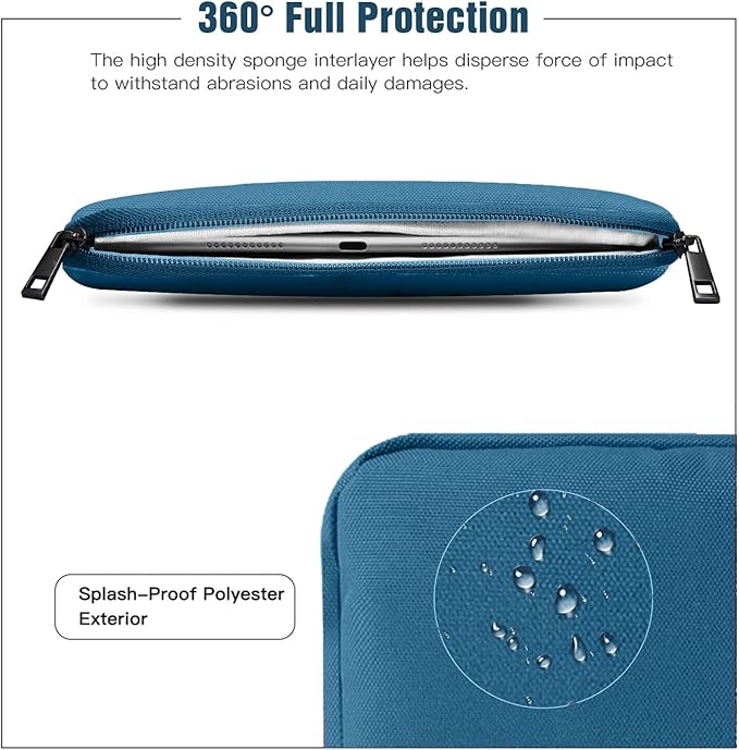 TiMOVO 9-11" Tablet Sleeve Bag for iPad 11-inch A16 2025, iPad 10.9"/10.2"| Air 11 Inch/5th/4th Gen. 10.9", Galaxy Tab A9+/A11Plus 11", Protective Bag Fit Smart Keyboard, Peacock