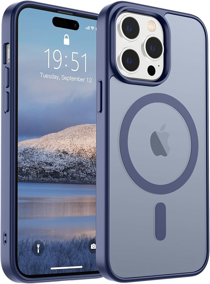 SUPFINE Magnetic for iPhone 14 Pro Case (Compatible with MagSafe) (Military Grade Drop Protection) Slim Translucent Matte Shockproof with Anti-Fingerprint Phone Case,Lavender Gray