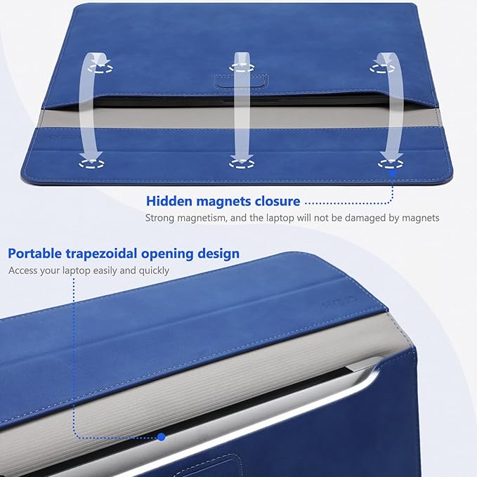 HYZUO 15 Inch Laptop Case Bag Sleeve with Stand for MacBook Air 15 M5 M4 A3241 M3 A3114 M2 A2941 2026-2023, 15" Surface Laptop 7/6/5/4/3, MacBook Pro 15 A1990 A1707 2019-2016, Klein Blue