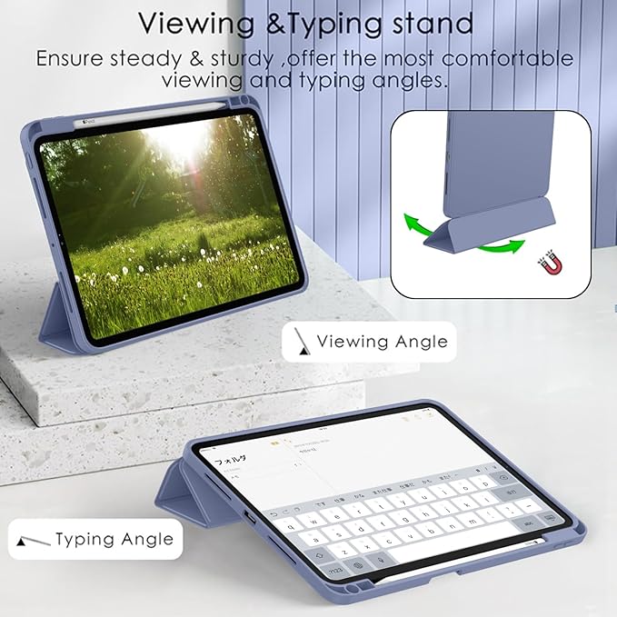 ZryXal iPad Pro 11 Inch Case (M5) 2025/ (M4) 2024 (Model: A2836/A2837/A3006), Trifold Stand Smart Cover with Pencil Holder and Soft TPU Back, Auto Wake/Sleep (Lavender)