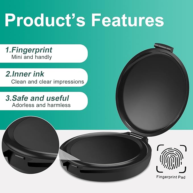 5 Pieces Fingerprint Ink Pads Thumbprint Ink Pads Black Stamp for Office Notary Supplies Identification Notary Security ID Fingerprint Cards Law Enforcement Kit