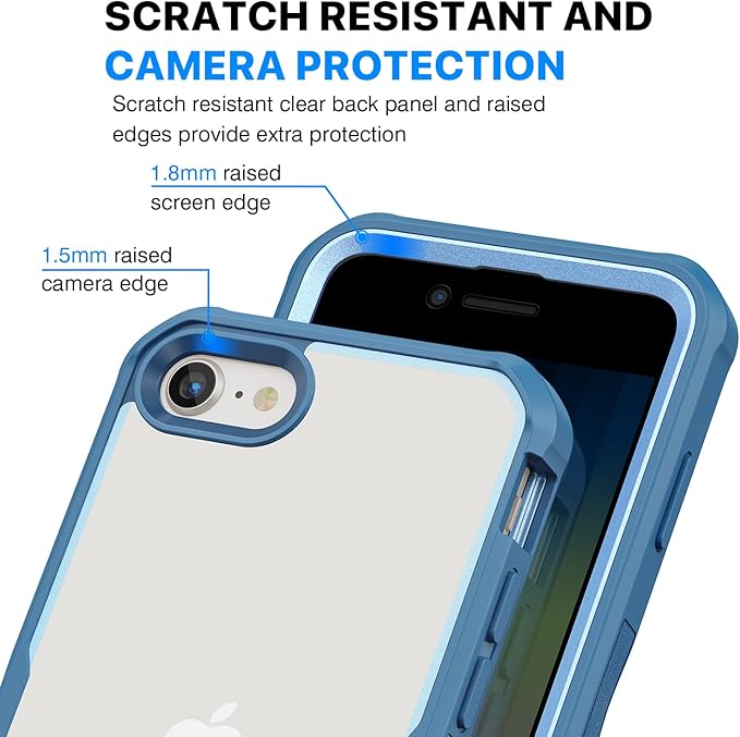 CENHUFO Privacy Case for iPhone SE 2022 3rd / iPhone SE 2020 2nd / iPhone 8/7, Full Body Phone Cover with Built-in 9H Tempered Glass Privacy Screen Protector, Anti Peep Shockproof Bumper - Blue