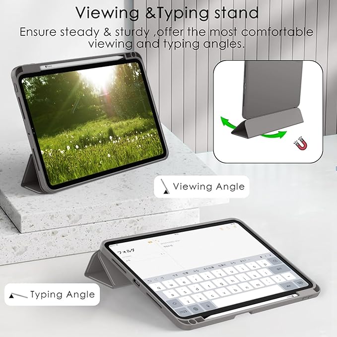 ZryXal iPad Pro 11 Inch Case (M5) 2025/ (M4) 2024 (Model: A2836/A2837/A3006), Trifold Stand Smart Cover with Pencil Holder and Soft TPU Back, Auto Wake/Sleep (Space Gray)