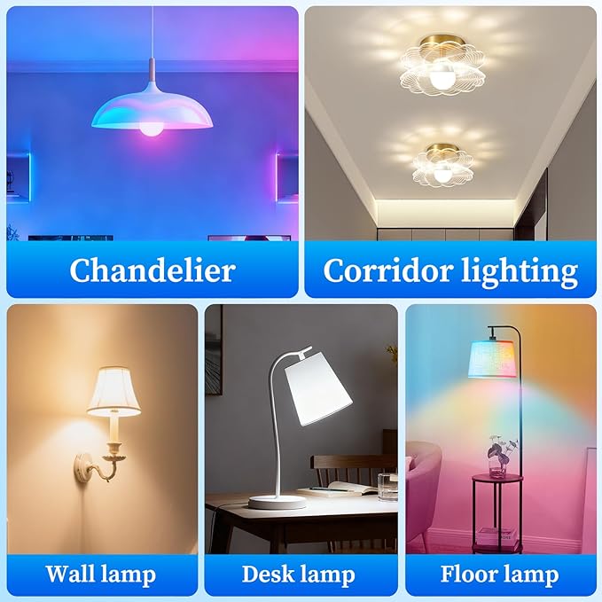 Meliya LED Smart Light Bulbs, Color Changing Dimmable & Timing Smart WiFi and Bluetooth Bulb, Compatible with Alexa and Google Assistant, RGBWW A19, 9W 800 Lumens, Music Sync, Voice Control (2 Pack)