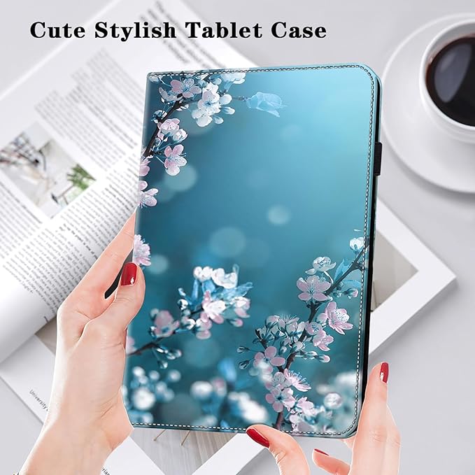 Case for iPad Air 11 Inch M4/M3/M2 (2026/2025/2024),iPad Air 5th/4th Generation Case 10.9 Inch 2022/2020, PU Leather Stand Shockproof Cover with Card Slots - Plum Blossom