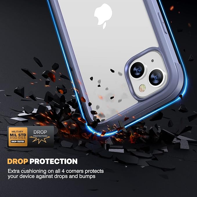 Diaclara Designed for iPhone 13 Case, Full Body Rugged with Built-in Touch Sensitive Anti-Scratch Screen Protector, Soft TPU Bumper Case for iPhone 13 6.1" (Lavender Gray)