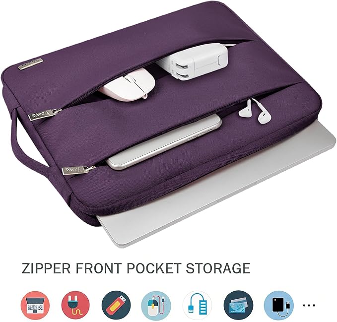 Voova Laptop Sleeve Carrying Case 14 15 Inch Compatible with MacBook Air 15 M2/M3/M4 2022-2025, MacBook Pro 15, Hp Chromebook 14, Waterproof Slim Computer Cover Bag,Dark Purple