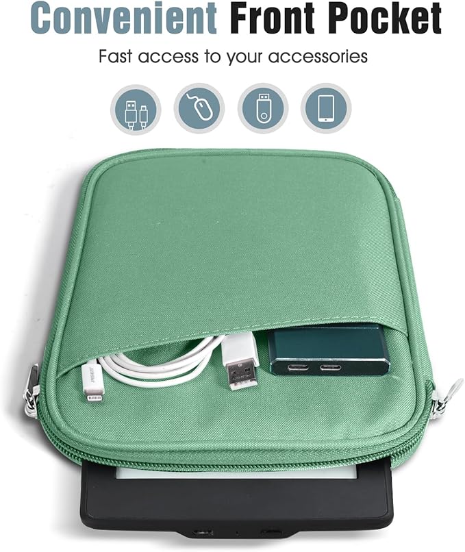 TiMOVO 6-7 Inch Tablet Sleeve for eReader Book Paperwhite/Colorsoft Signature Edition, Protective Sleeve Cover Case with Pocket for E-Reader/Oasis & Kobo Devicess, Bodhi Green