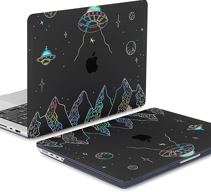 Clear Black Case for MacBook Air 13 inch 2021-2018 M1 A2337 A2179 A1932, Plastic Hard Shell Case & Keyboard Cover for MacBook Air 13.3 inch, Planet