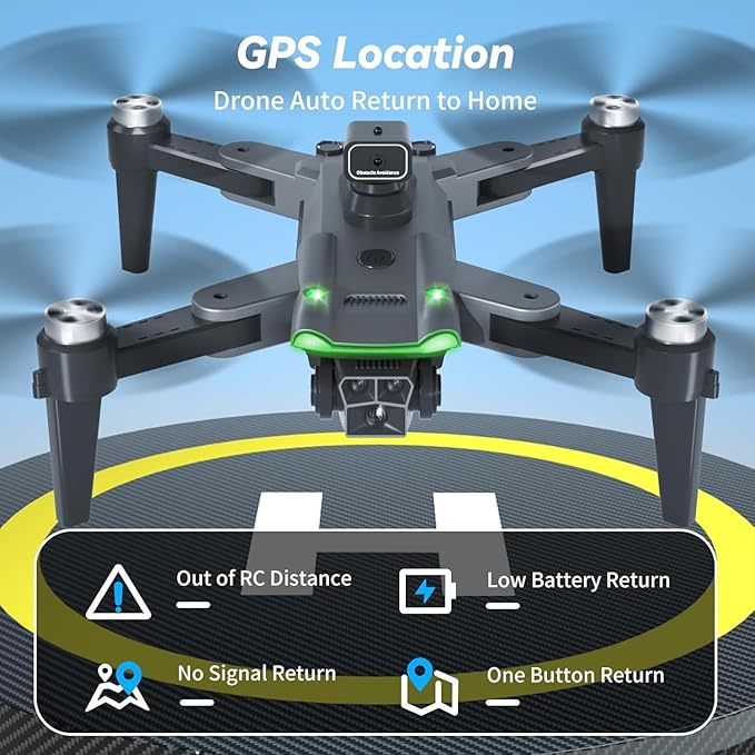 S166 Drone with Camera 4K for Adults, Professional GPS Drone with Auto Return, 4-Way Obstacle Avoidance, Follow Me, 60 Mins Flight Time (3 Batteries), Foldable RC Quadcopter with Case (Standard)