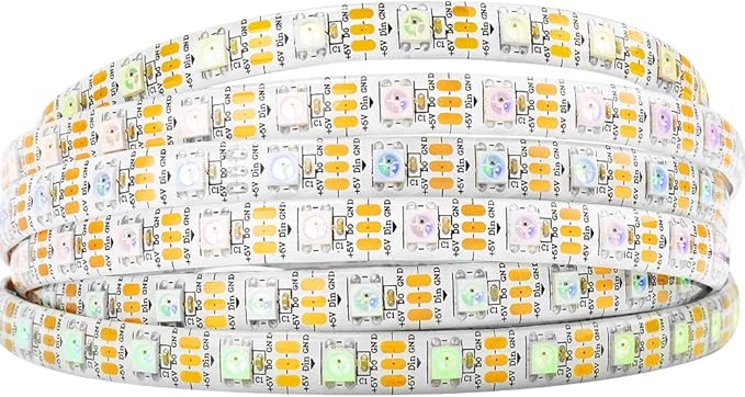 BTF-LIGHTING WS2812B IC RGB LED Strip,UL Listed,Pure Gold Wires,DC5V 16.4FT 300LED 5050SMD,Individually Addressable,Flexible for DIY Chasing Full Color Project,3M Tape,IP65(No Adapter or Controller)
