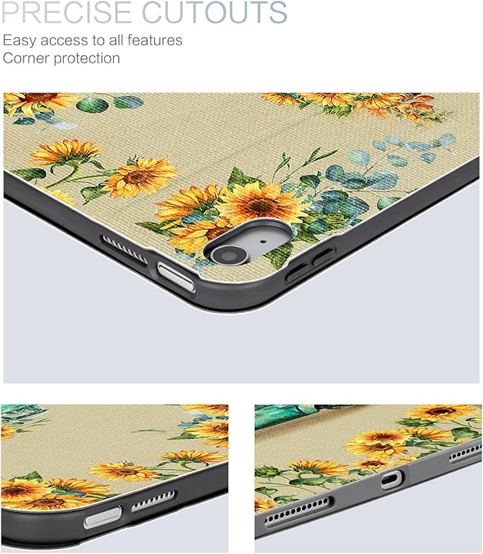 for iPad (A16) 11Th/10Th Generation Case 2025/2022, for iPad Case 11Th/10Th Generation, 10Th/11Th Gen iPadCase Cover Auto Wake/Sleep Multi-Angle Viewing Adjustable Stand, Truck Sunflower