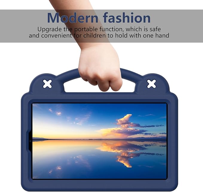 AKABEILA Compatible with Honor Pad X7 8.7 inch 2025 Tablet Case, Kids Friendly Universal Lightweight Shockproof Protective Case with Shoulder Strap & Stand Handle Navy Blue