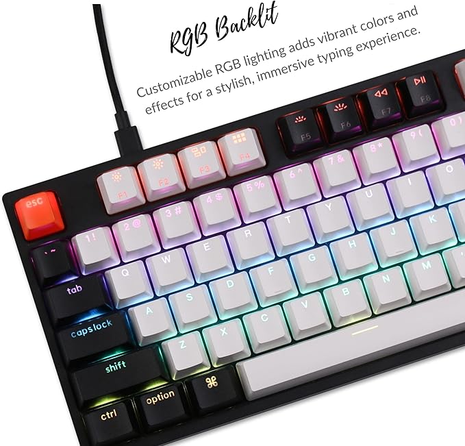 Keychron C1 Wired TKL Mechanical Keyboard, RGB Backlit, Double-Shot ABS Keycaps, Hot-Swappable Pre-lubed Linear Switch Compatible with Mac & Windows