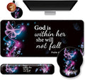 Mouse Pad + Desk Mat + Keyboard Wrist Rest + Coaster 4 in 1 Set, Cute Ergonomic Large Gaming Mousepad with Wrist Rest Support Desk Pad for Computer Laptop Office Home Decor-Purple Butterfly