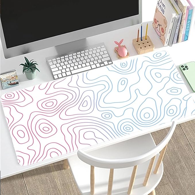Rcege Large Mouse Pad for Desk - Gaming Mouse Pad with Stitched Edges, Anti-Slip Base for Keyboard and Mouse(Dazzle White,23.6x11.8 inch)