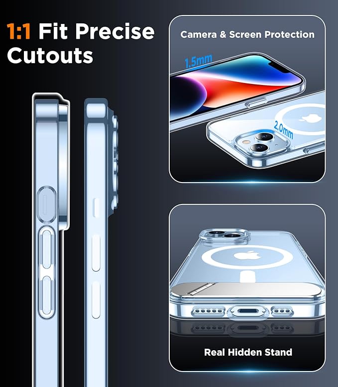 Magnetic Compatible with iPhone 14 Case/iPhone 13 Case,[Built-in Invisible Kickstand][Compatible with MagSafe] [Military Grade Shockproof] Slim Thin Phone Case for iPhone 14/13 6.1"