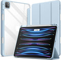 JETech Case ONLY for iPad Pro 11 Inch (2022/2021/2020/2018) with Pencil Holder, Clear Transparent Back Shell Slim Stand Shockproof Tablet Cover, Auto Wake/Sleep (Light Blue)