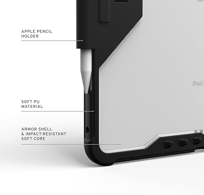 URBAN ARMOR GEAR UAG Designed for iPad Pro 13" 8th Gen 2025 M5, 7th Gen 2024 M4 Case A3360 A3361 - Rugged Folio Protective Cover with Multi-Angle Adjustable Stand and Pencil Holder Plyo LT Ice/Black
