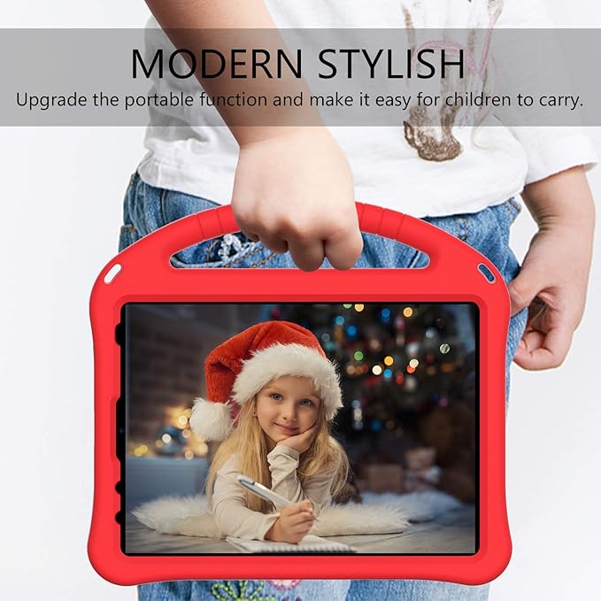 Dteck for iPad 10th Generation Case 2022 10.9 Inch,Lightweight Kids Friendly Shockproof Protective Case with Handle Pencil Holder Kickstand Child Cover for Apple iPad 10th Gen 10.9 Inch 2022,Red