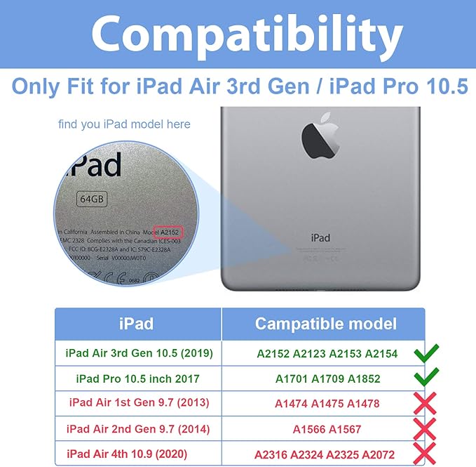 ProCase Case for iPad Air (3rd Gen) 10.5" 2019/iPad Pro 10.5" 2017, Vintage PU Leather Stand Folio Cover for iPad Air 3/iPad Pro 10.5-inch Multiple Viewing Angles with Pencil Holder -Navy