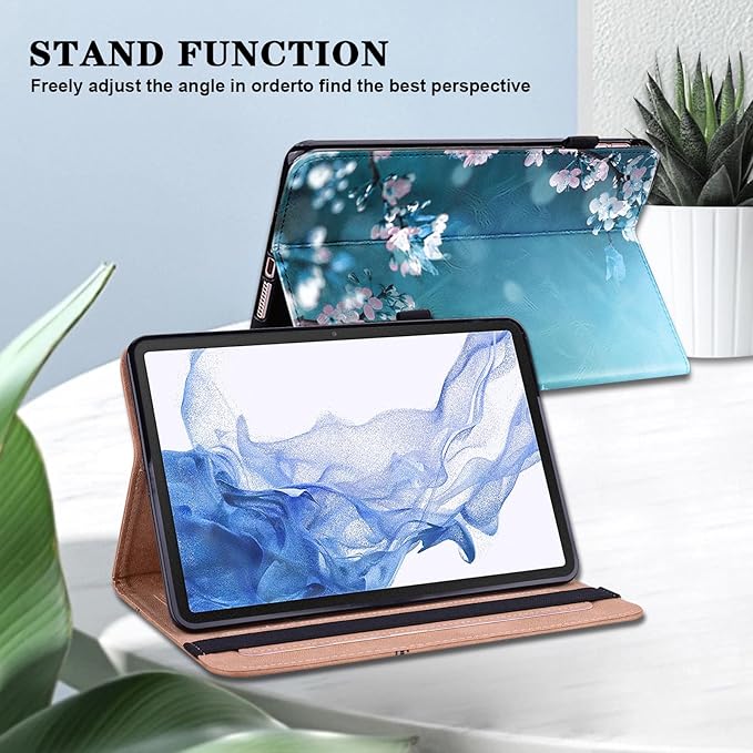 Case for iPad 11th Generation 11 Inch 2025 A16, iPad 10th Generation 10.9 inch 2022, Auto Wake/Sleep,Slim Stand Smart PU Leather Protective Cover - Plum Blossom