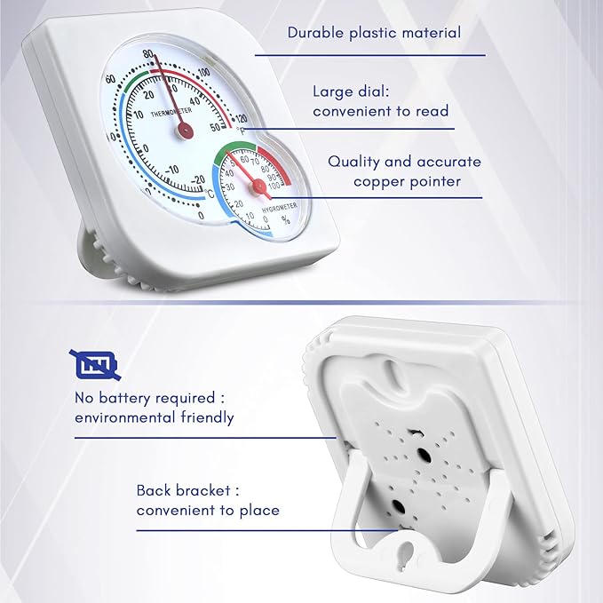 Kathfly 6 Pcs Indoor Thermometer and Humidity Gauge Indoor Mini Thermometer Hygrometer Temperature Humidity Meter Temperature and Monitor with Pointers for Home, Kitchen, Planting Room