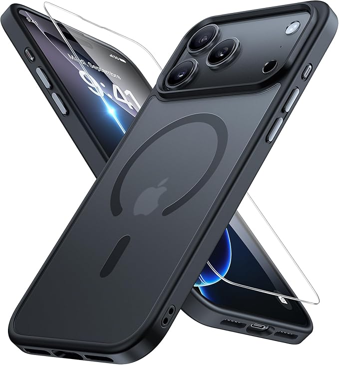 Miracase Magnetic for iPhone 17 Pro Max Case with Screen Protector [Compatible with MagSafe] Slim Thin Phone Case Military-Grade Protected for 17 ProMax Cover Bumper 6.9", Black
