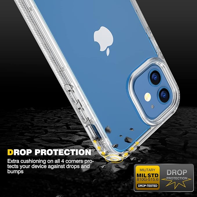 Diaclara Designed for iPhone 12/12 Pro Case, Full Body Rugged with Built-in Touch Sensitive Anti-Scratch Screen Protector, Soft TPU Bumper Case for iPhone 12/12 Pro 6.1" (Clear)